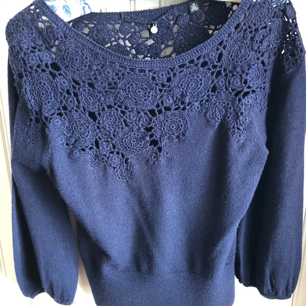 Navy blue wool sweater
